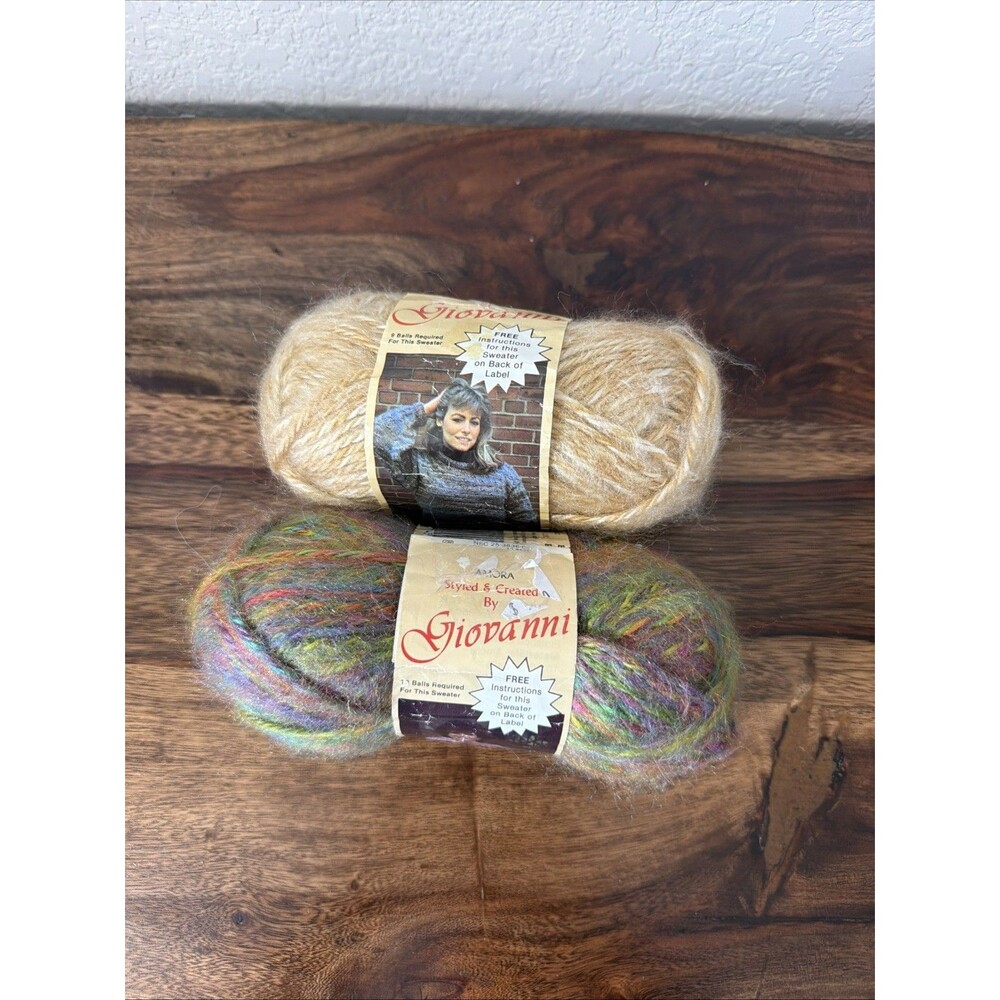2 New 50g Skeins Of GIOVANNI Amora Deluxe Acrylic Yarn Sand Castle Peacock